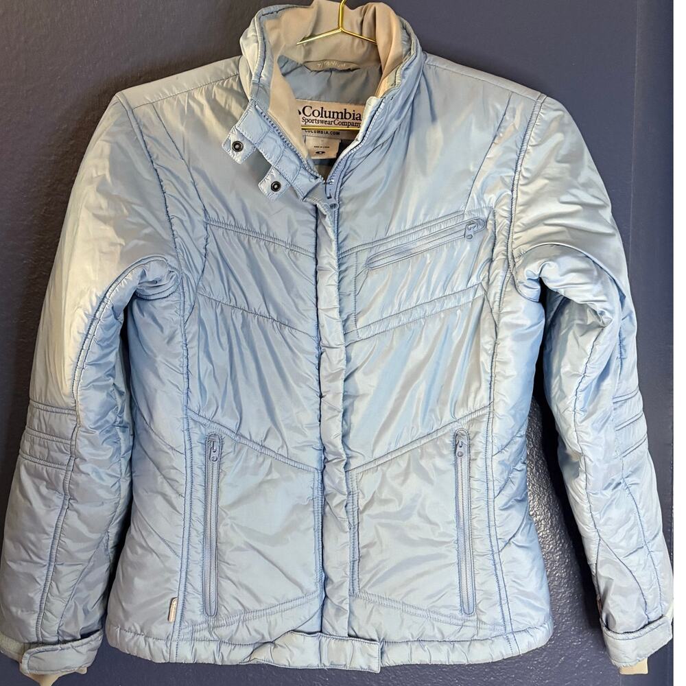 Y2K Columbia Titanium Puffer Jacket Light Blue Full Zip Women's Small